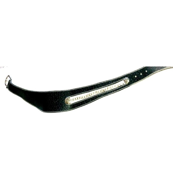 Italian Leather Belt Embossed & Chain Wide Belt, Made in Italy, S - Picture 1 of 6